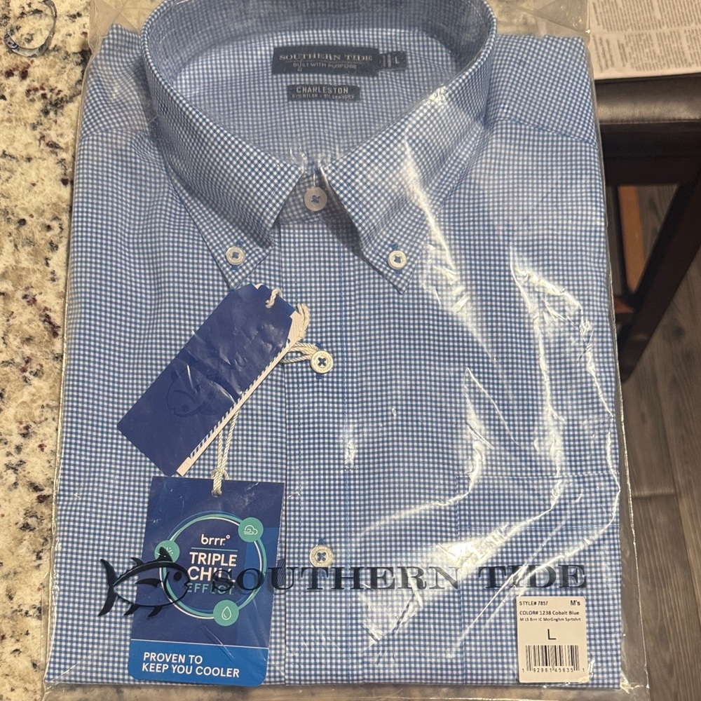 Southern Tide Light Blue Gingham Men's Shirt